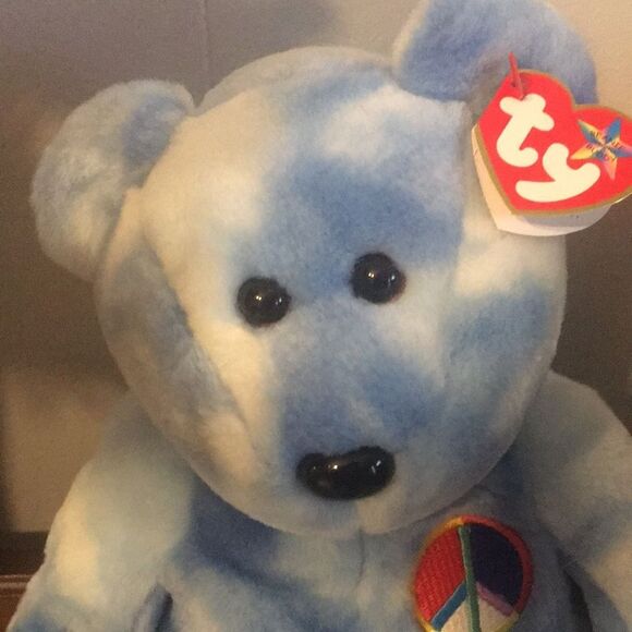 Ty Blue Beanie Buddy Peace 2003 Bear - Picture 6 of 11